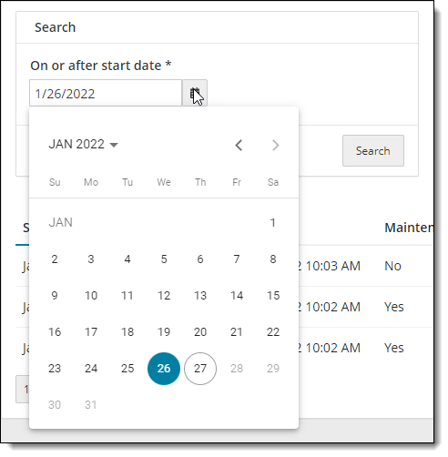 Pick a date using the calendar date picker button.